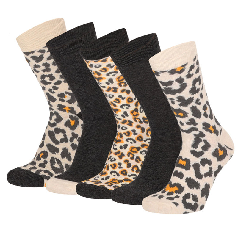 Luipaard motief sokken 5-pack Multi Beige