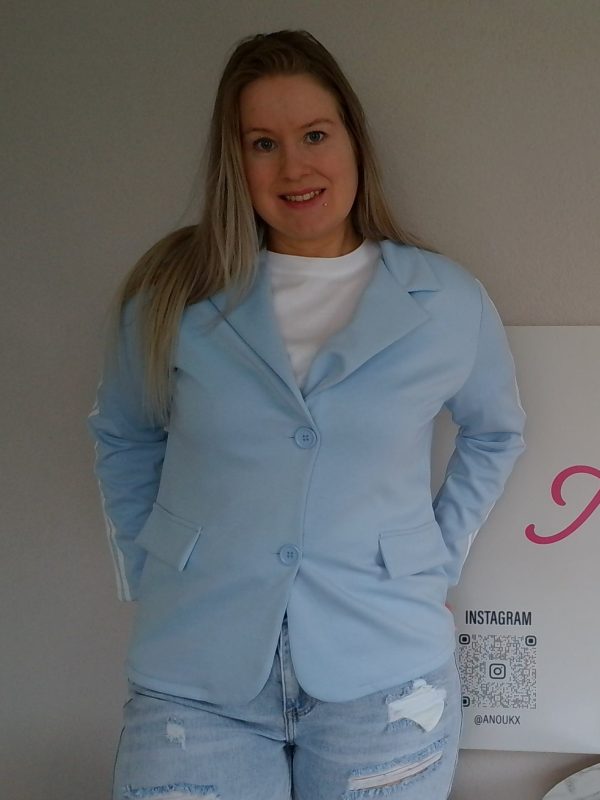 Élise blauwe Blazer – white Stripe