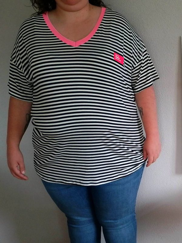 Gestreepte V-nek Tshirt