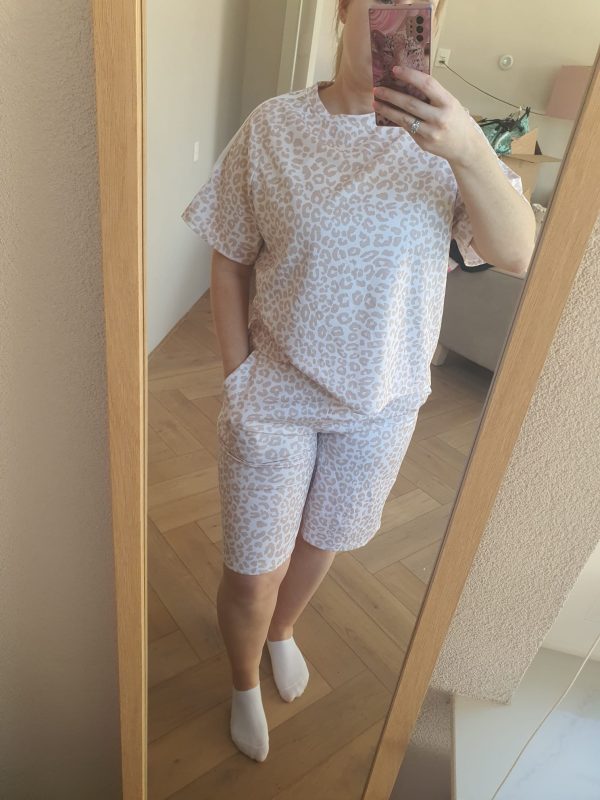 Trendy Leopardprint zomerset 2-delig – Beige