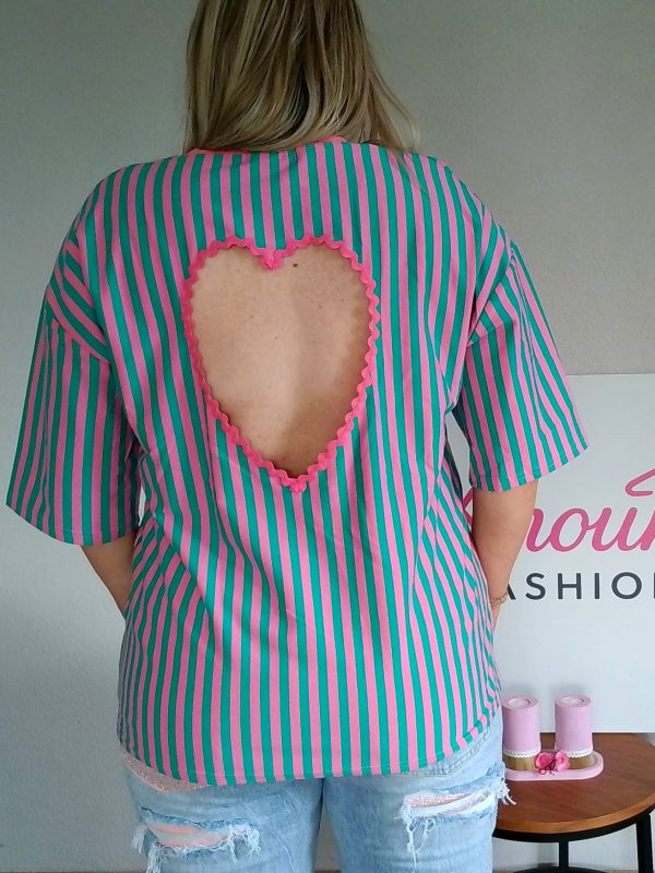 Heart Cut-Out Striped Shirt