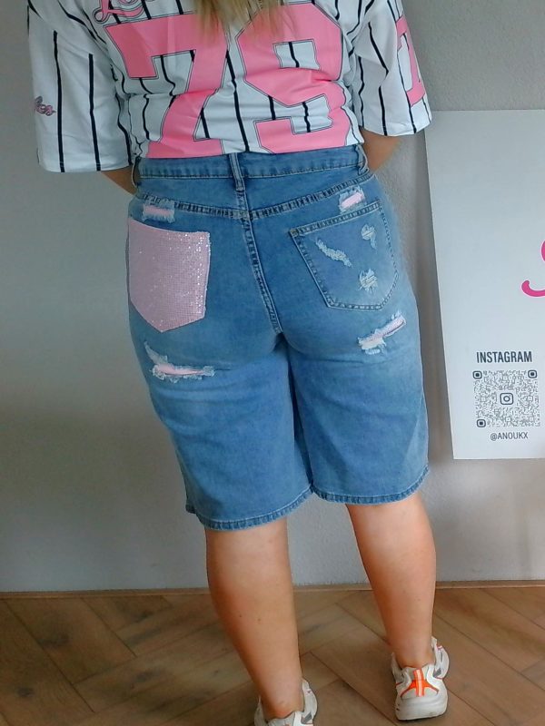 Pink Sparkle Denim Bermuda
