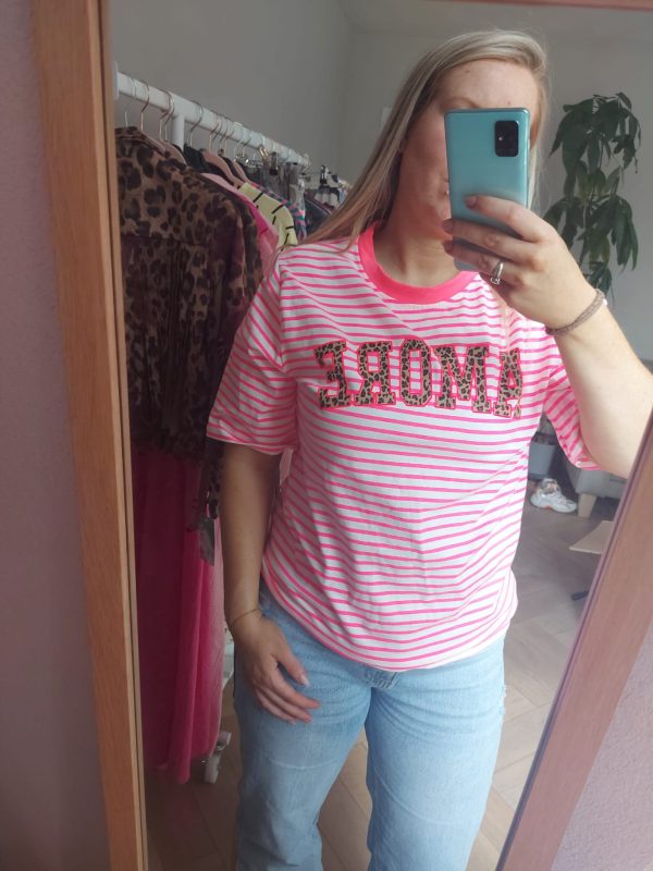 Roze gestreepte top dames
