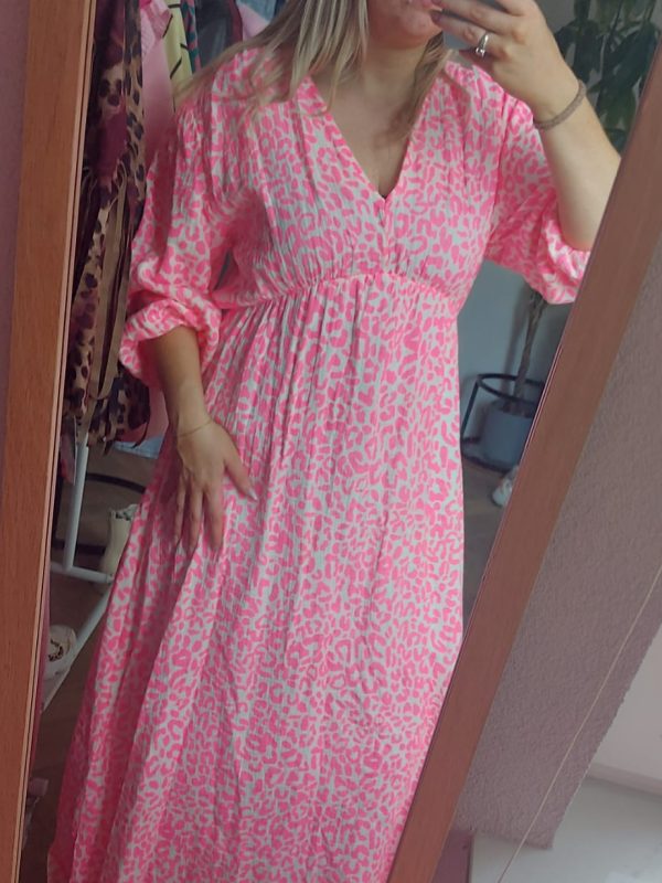 Roze panter maxi jurk dames